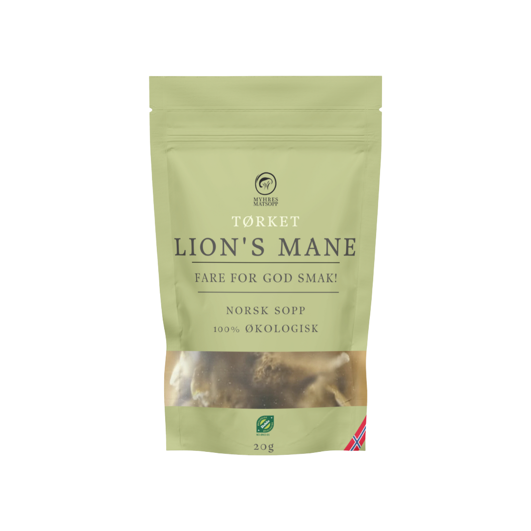 Lion's mane sopp ØKO 20g, tørket Øko Lion's mane sopp 20 g –  tørket