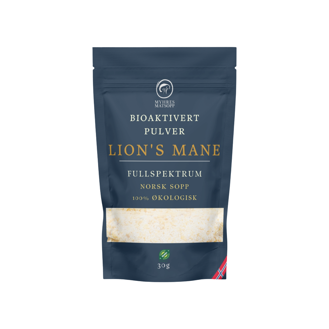 Bioaktivert Lion's mane pulver - 30g Norsk Lion's mane bioaktivert pulver